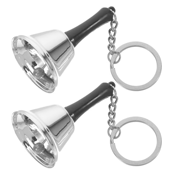 Toyvian 2pcs Metal Key Chain Handheld Bells Keychain for Metal Shake Training