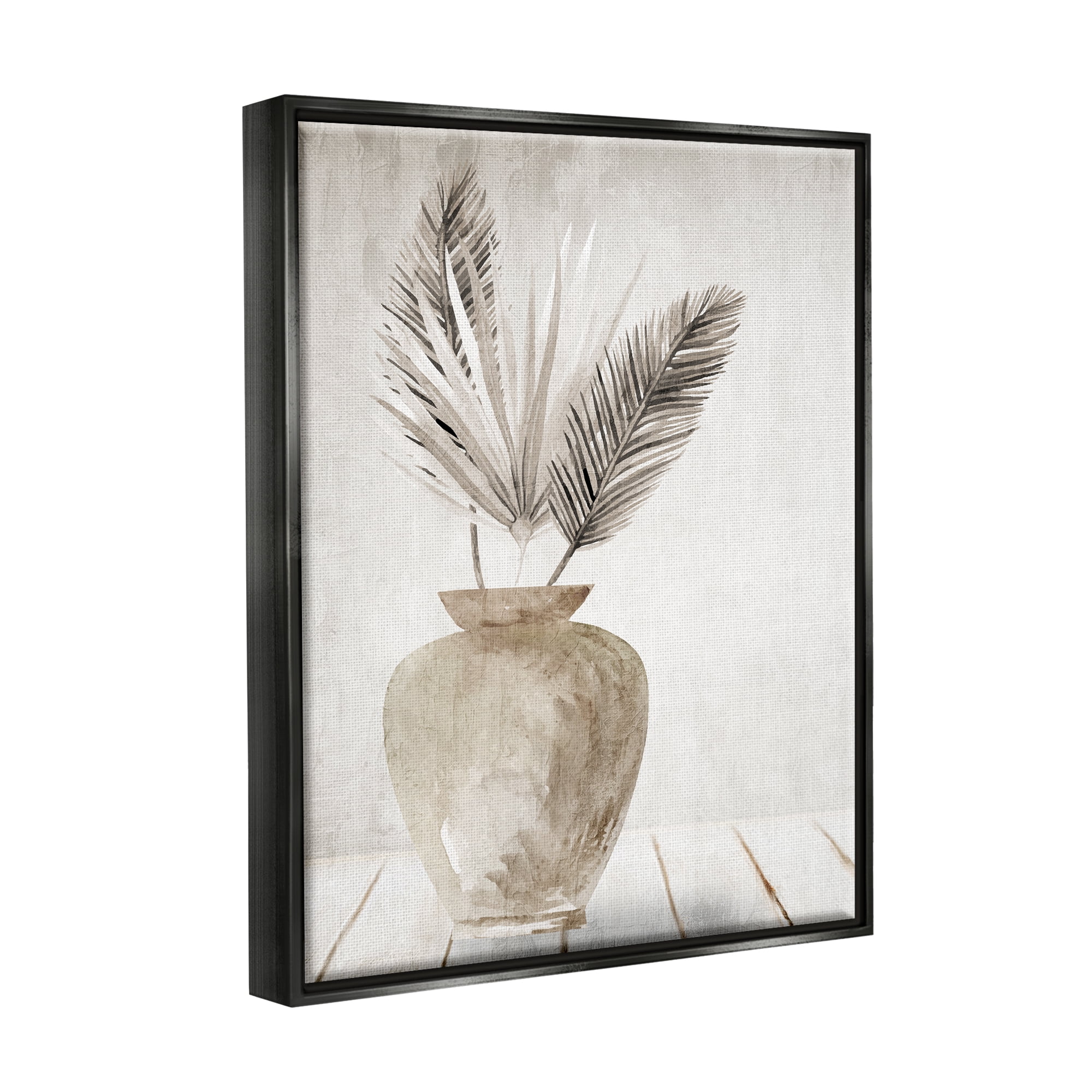 Stupell Industries Rustic Botanical Fronds Botanical & Floral Painting Black Floater Framed Canvas Art Print Wall Art, 17 x 21