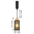 thumbnail image 4 of FSLiving Adjustable Height H Type Track Mount Timer Pendant Lighting Retro Grid Hollowing Designed Shade Wooden Socket Industrial Style, Remote Control, 2200K-6500K Decorate for Kitchen Island, 4 of 9