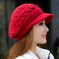 thumbnail image 1 of Gorro de invierno cálido para mujer, gorro de lana para esquiar con visera, 1 of 3