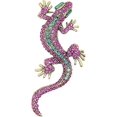 thumbnail image 1 of Hermosos broches de animales, chapados en oro rosa y platino, con cristales brillantes y alfileres de ojo de gato rosa., 1 of 5