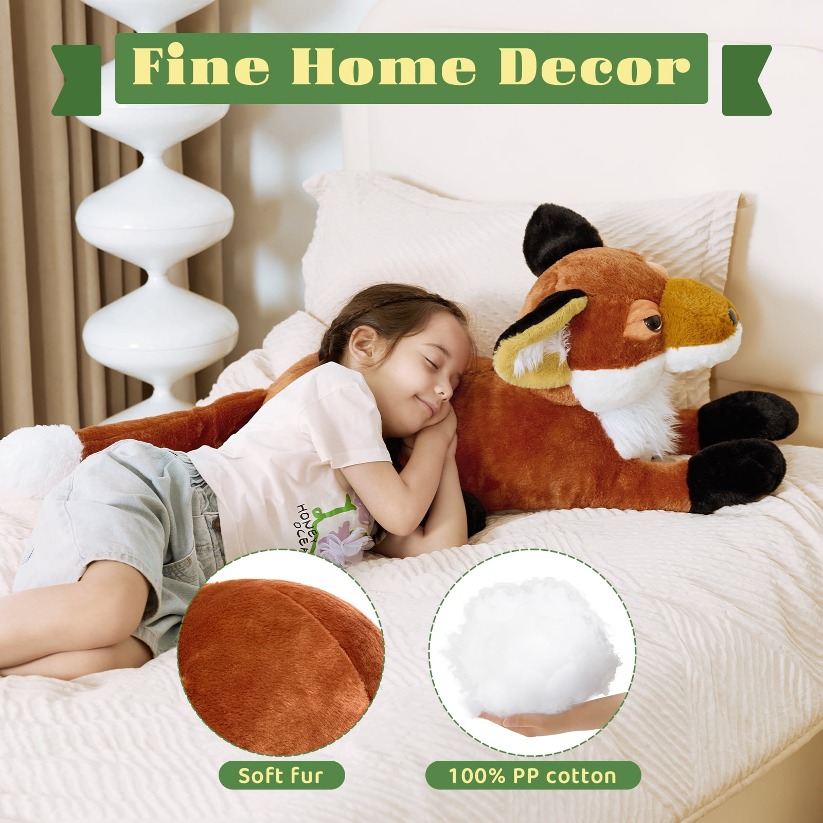 MorisMos 30'' Giant Fox Stuffed Animal Big Fox Plush Toy