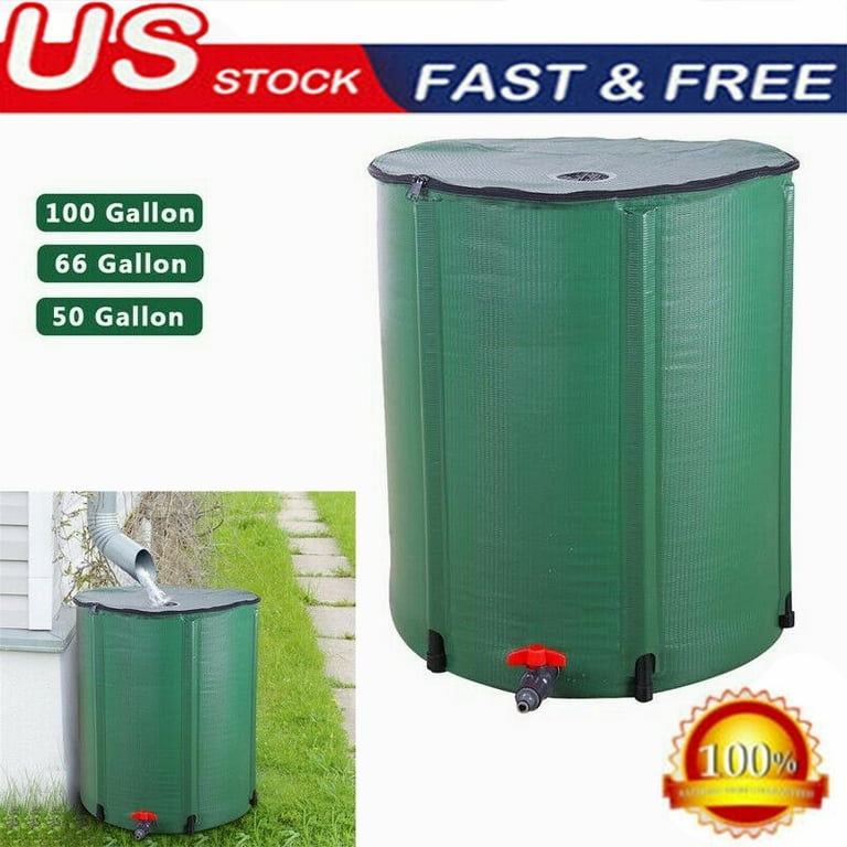 EVEAGE 100 gal. Collapsible Rain Barrel, Garden Water Storage Tank, Portable Folding Rainwater Collector, Green