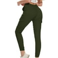 thumbnail image 3 of HAOTAGS Women Solid Color Yoga Pants, Elastic Waisted with Side Pockets Straight Leg Sweatpants Army Green, 3 of 4