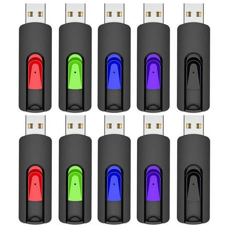 KOOTION 10 Pack 2GB USB Flash Drive Retractable Thumb Drives Multicolor Memory Sticks for Data Storage