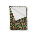 thumbnail image 2 of Tropical Soft Flannel Fleece Throw Blanket, Abstract Exotic Botany of Bird of Paradise Banana and Palm Leaves, Cozy Plush for Indoor and Outdoor Use, 50" x 70", Dark Grey and Multicolor, by Ambesonne, 2 of 5