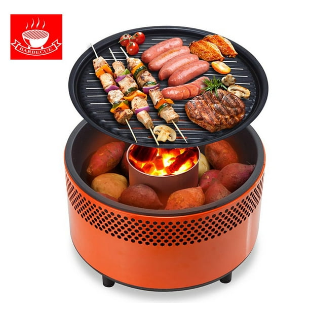 HYTX Portable Outdoor Smokeless Charcoal BBQ Grill with Non Stick Interchangeable Griddle Plate