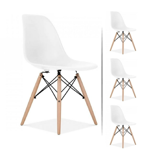 Sillas Tipo Eames OLU Kit 4pz Estilo Minimalista Moderno Color Blanca