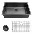 thumbnail image 3 of HausinLuck 27 Inch Undermount Kitchen Sink 16 Gauge,  Gunmetal Black Single Bowl Sink with Accessories, 3 of 10