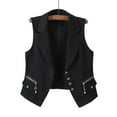 thumbnail image 2 of Waistcoat for Women Sleeveless Tops Casual Elegant Jacket Country Trendy Button Down Denim Vest Lapel Collared Y2K Jeans Jacket Loose Black L, 2 of 4