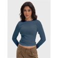 thumbnail image 3 of Women’s Basic Skinny Crop Top Tee Shirt Short Sleeve Workout Round Neck Cropped Tshirt, 3 of 6