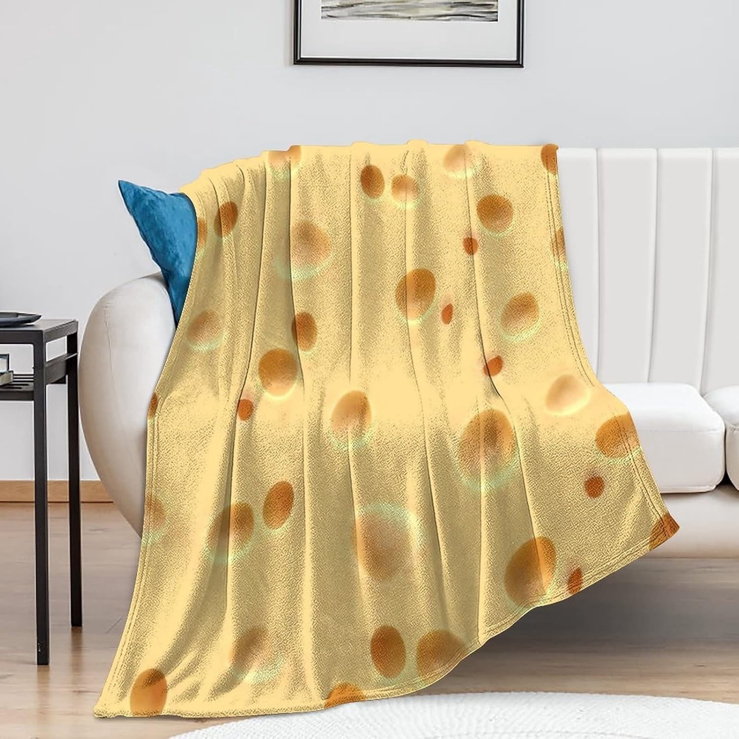 3D Funny Realistic Food Cheese Flannel Fleece Throw Blankets 50"X40" Soft Cozy Fluffy Winter Fall Blanket Cozy Soft Fuzzy Plush Home Decor for Couch Bed Sofa Living Room Bedroom