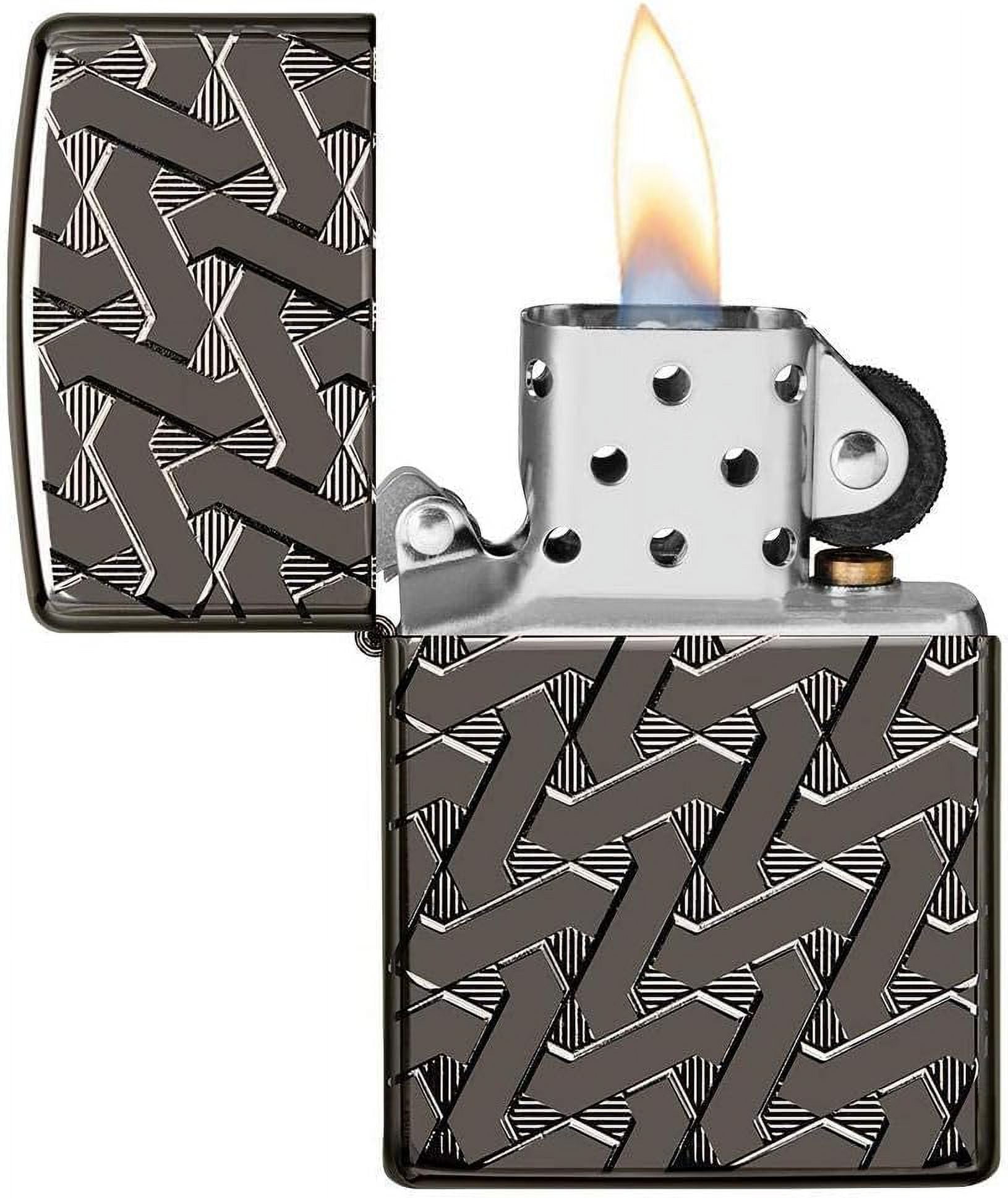 Zippo Lighter - Personalized Custom Message Engraved on Back Armor &nbsp;Geometric Weave Design Windproof Zippo Lighter #49173
