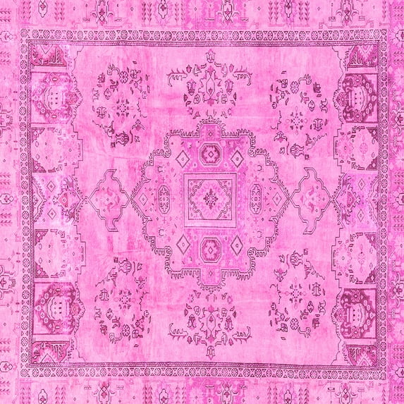 Ahgly Company Indoor Square Abstract Pink Modern Area Rugs, 6' Square