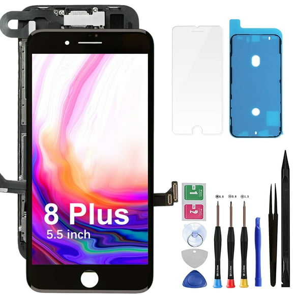 Screen Replacement for iPhone 8 Plus - Lcd Replacement Kit & 3D Touch Digitizer Display Full Assembly for iPhone 8 Plus 5.5 Inch Model A1864 A1897 A1898 with Repair Tools (Black)