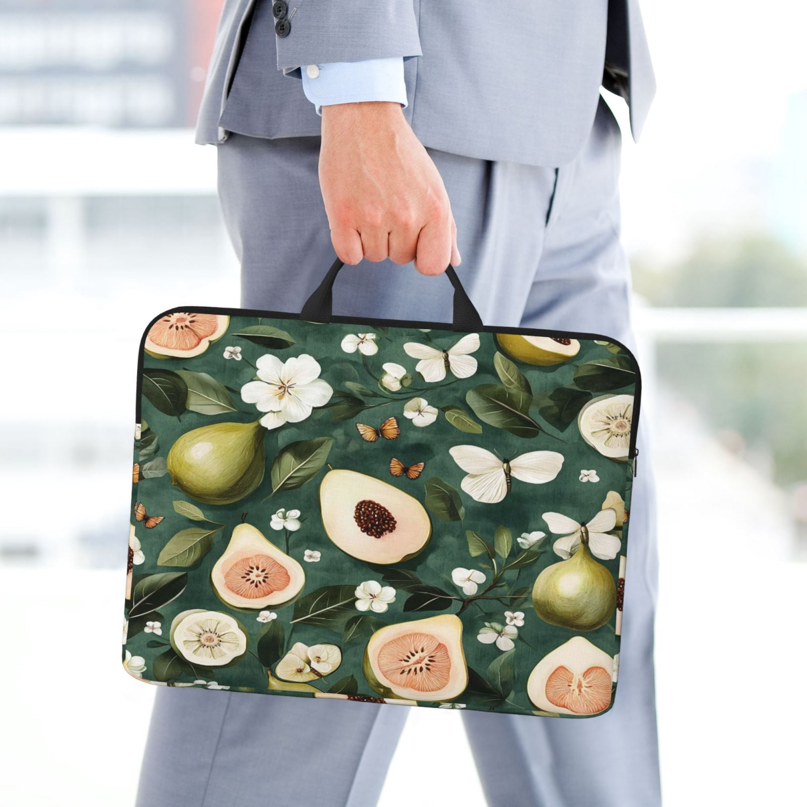 Laptop Sleeve Bag For Women Men 14inch Waterproof Durable Protective Computer Carrying Cover Handle Laptop Case Bag Fruits And Flowers
