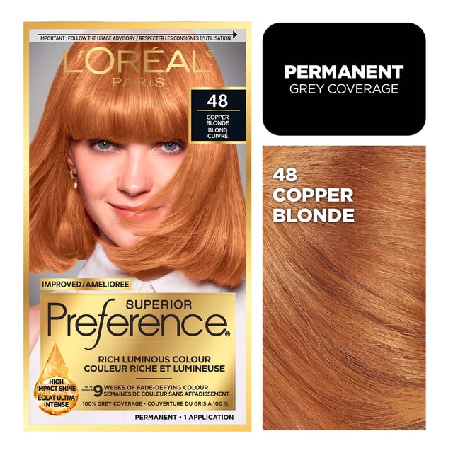 L'Oreal Paris Superior Preference Permanent Hair Color, Oil-in-Gel, Copper Blonde, 1 unit