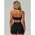 thumbnail image 2 of IBTOM CASTLE Workout Sets for Women Square Neck Halter Sports Bra High Waist Biker Shorts 2 Piece Gym Yoga Outfits S Black, 2 of 7