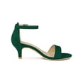 thumbnail image 3 of BLISSFUL STEP Women's Strappy Open Toe Kitten Ankle Heels Sandals Green 6, 3 of 7