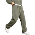 thumbnail image 2 of Dwelliawo Mens Baggy Bootcut Sweatpants Wide Leg Flared Stretch Elastic Waist Drawstring Cotton Lounge Workout CasualPants Army Green XL, 2 of 7