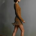 thumbnail image 5 of AUNVITO Women's Round Neck Wrap Dress with Long Sleeve Gathered Detail and Fringe Decoration Stylish Elegant Style, 5 of 8