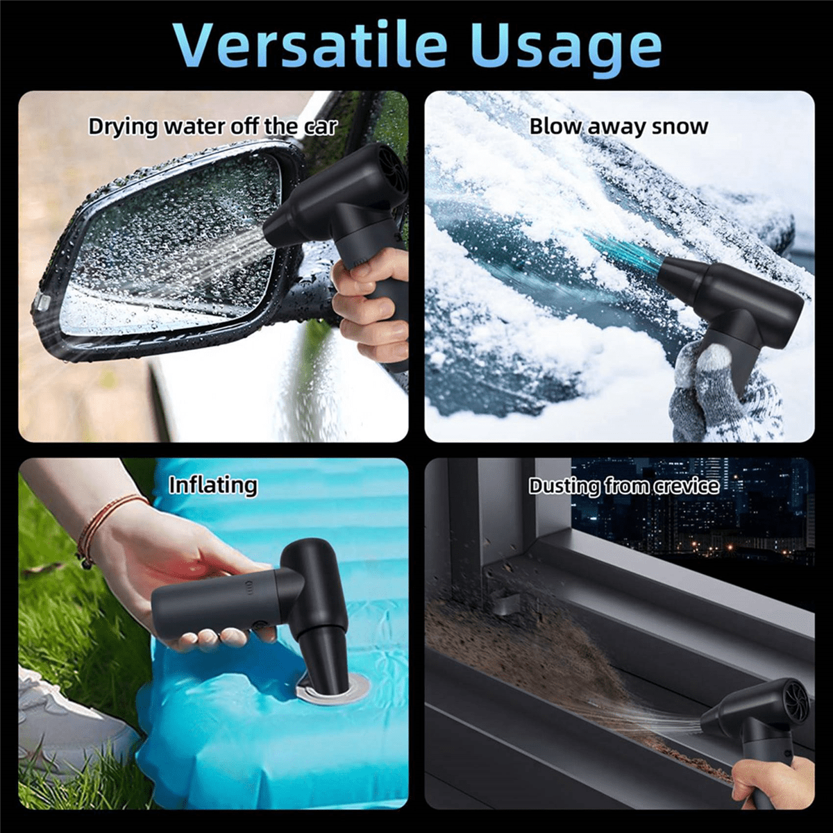 ! 3X Compressed Air Duster,180000RPM Dryer Blower,3 Gear Electric Duster,for Car Dry,Keyboard Computer Cleaning
