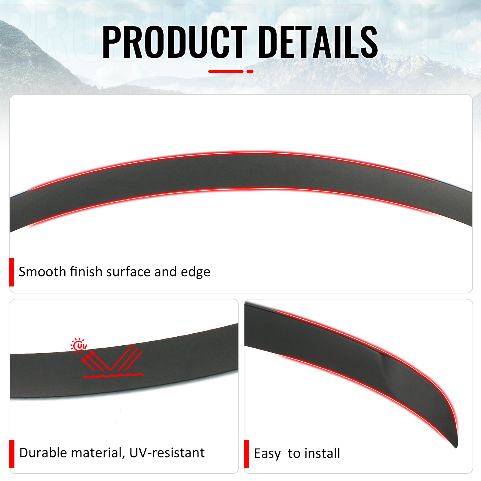 Ikon Motorsports Trunk Spoiler Compatible with 2026 Tesla Model Y Juniper, P Style Matte Black ABS Plastic Add-on Rear Trunk Lid Spoiler Wing Lip