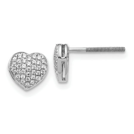 14k screw earrings diamond heart gold