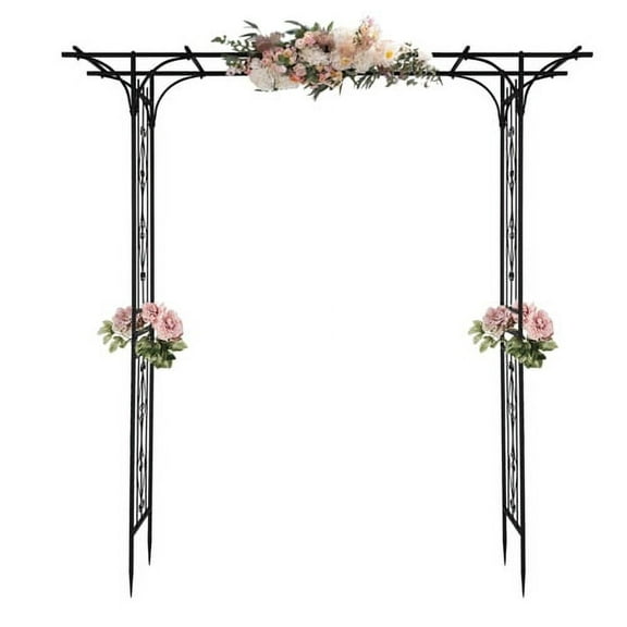SalonMore Garden Arch Arbor Trellis Steel Archway for Climbing Plants,7 Ft Iron
