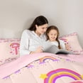 thumbnail image 4 of Feelyou Rainbow Letter T Bedding Comforter Set for Kids, Cartoon Lover Heart King Bedding Sets for Bedroom, Pink, Pink Reversible, 7pcs, 4 of 7