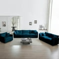 thumbnail image 2 of Solid Wood Frame Blue Sofa Set / Easy Assembly for Quick Setup, 2 of 6