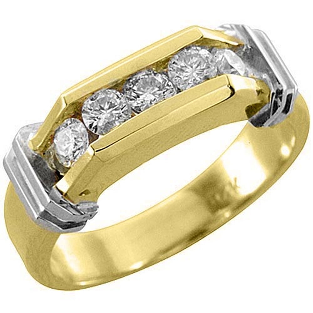 TheJewelryMaster 14k Yellow Gold Mens Brilliant round cut 5Stone