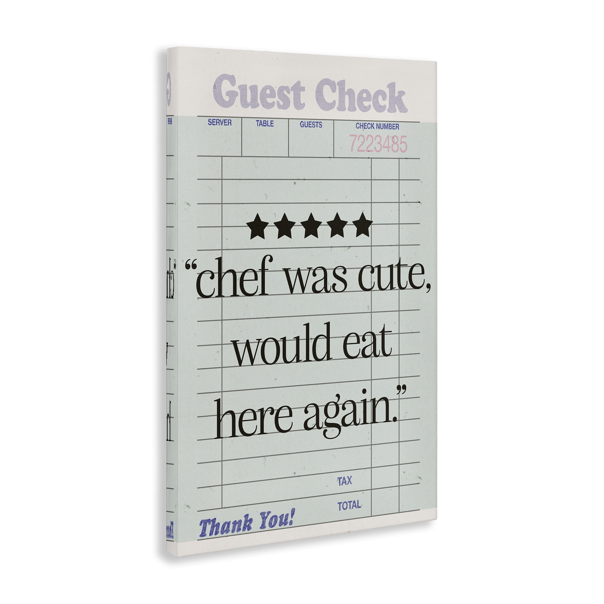 Stupell Industries Cute Chef Guest Check Typography Painting Gallery Wrapped Canvas Art Print Wall Art, 20 x 30