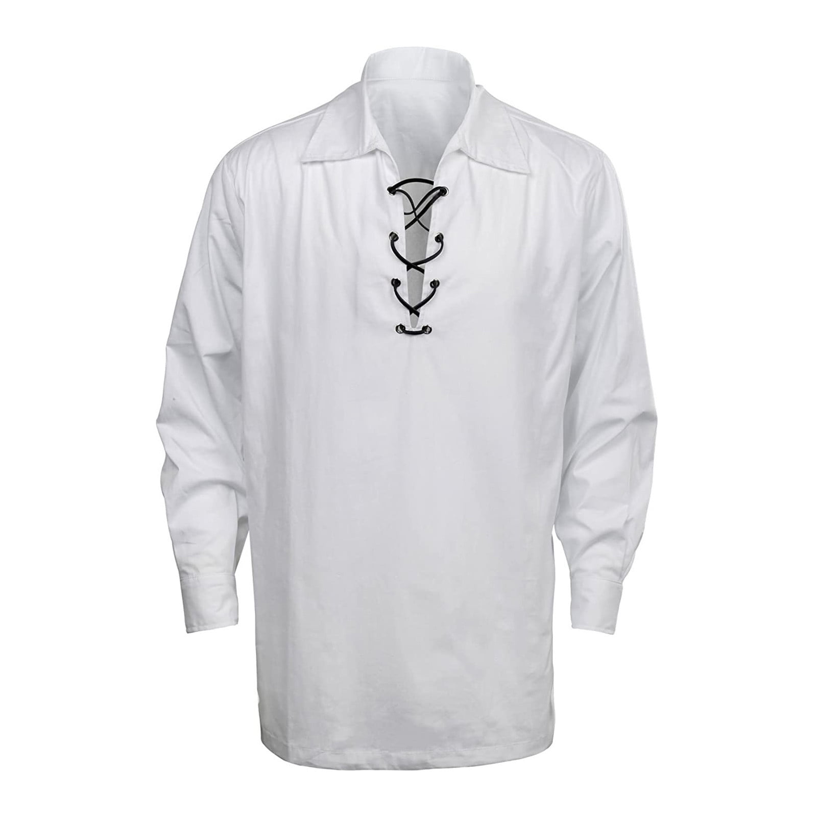 Mens Lace Up Ruffle Shirt Tops Long Sleeve Costume Gothic Steampunk Retro Tee 