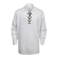 thumbnail image 1 of Fashion Medieval Retro T-Shirts for Mens Scottish Jacobite Ghillie Kilt Shirt Lace up Pirate Renaissance Tops, 1 of 3