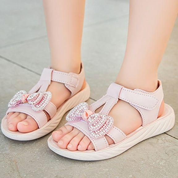 MEZZALL Girls Sandals 2026 Summer Kids Roman Sandals Soft Bottom Non- Medium Sized Children Sandals Daily Trendy Casual Princess Shoes Solid Color Toddler Footwear