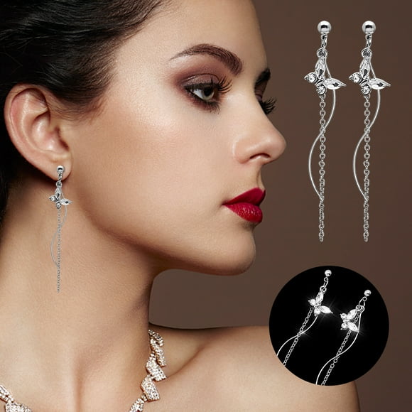 TopLLC Earrings Ladies Fashion Diamond Pearl Earrings Long Chain Tassel Earrings Earrings earring earring