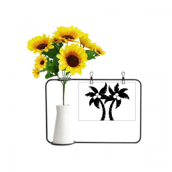 Black Coconut Tree Outline Artificial Sunflower Vases Bottle Blessing Card
