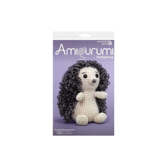 Leisure Arts Crochet Kit Amigurumi Hedgehog - DIY Crochet Animal Kit with Yarn, Hook, Needle, and Safety Eyes, Fun Amigurumi Kit for Adults, and Beginners