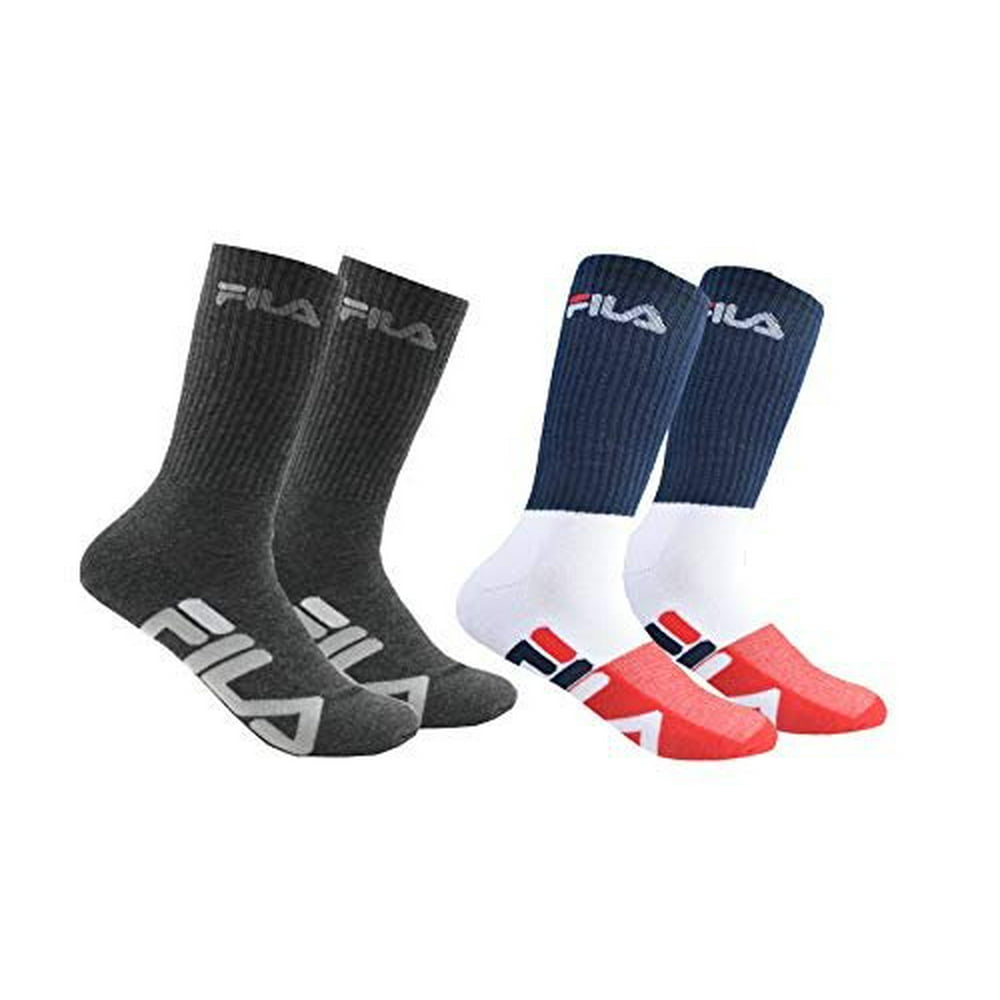 FILA - Fila Unisex 2-Pack Half Cushion Crew Socks (Large(Men's shoe ...