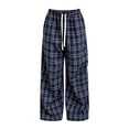 thumbnail image 7 of Edvintorg Wide Leg Pants for Women Elastic Waisted Plaid Trouser Drawstring Loose Casual Pant with Pocket Women's Clothes Navy S-2XL, 7 of 7