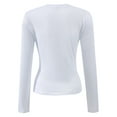 thumbnail image 3 of Womens Shirts Long Sleeve Crew Neck Ruched Stretch Basic Fitted Tee Shirts Tops, 3 of 5