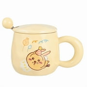 Chiikawa Gift Kawaii Hachiware Usagi Ceramic Cup with Lid Spoon Cute Cartoon Mug Birthday Gift Cup