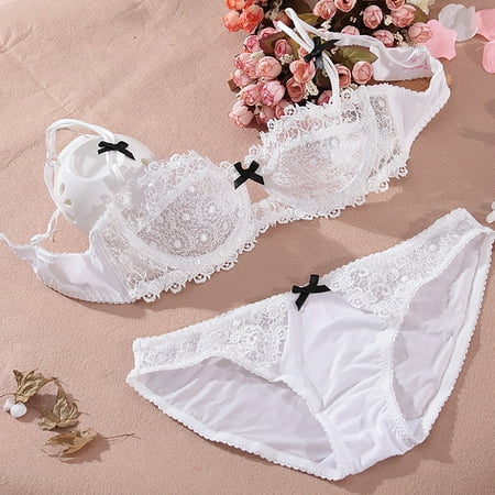 Sentmoon Lingerie for Women Thin Sponge Transparent Bra With Large Chest And Small Lace Women s SexyGather And Lift For Breathability Lingerie Bra Set Valentines Lingerie Valentines Day Gifts for H