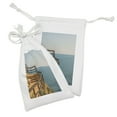 thumbnail image 2 of Beach Pathway Fabric Pouch Set of 2, Promenade Along the Sea Coast Situated on a Cliff Rock in Spain, Small Drawstring Bag for Toiletries Masks and Favors, 9" x 6", Blue Brown Orange, by Ambesonne, 2 of 2