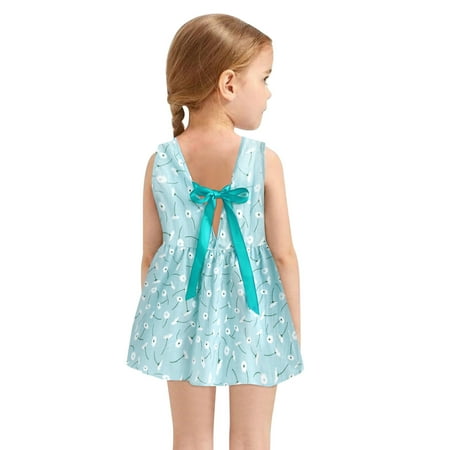 

NIUREDLTD 1-6Y Toddler Baby Kids Girls Sleeveless Printed Skirt Princess Dresses Clothes