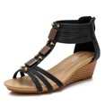 thumbnail image 1 of Sandalias de cuña para mujer, sandalias de verano con dedos abiertos, informales, con tacón, sandalias de playa, zapatos de verano con plataforma, 1 of 1