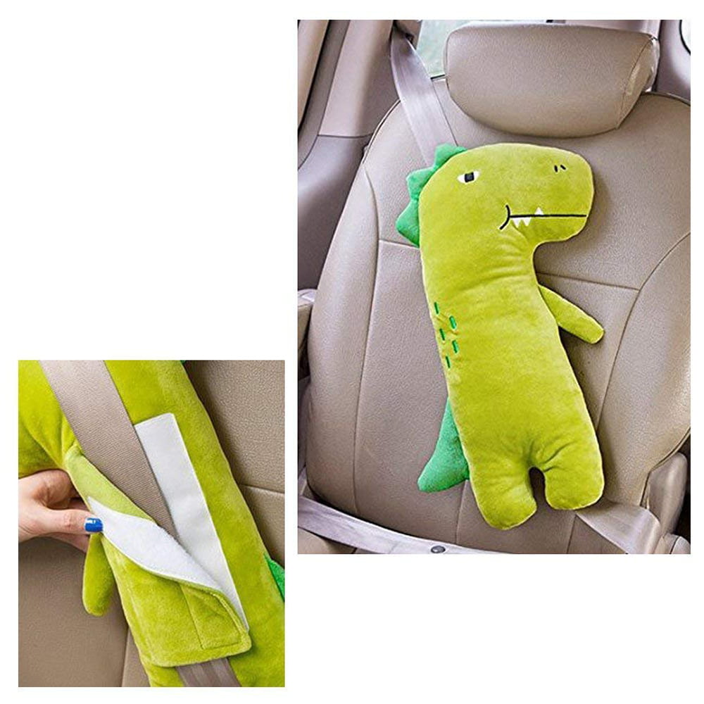 Green Dooly the Little Dinosaur Car Seat Doll Seat Pillow Travel Pillow Seat Strap Belt for Kids 