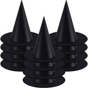 J&G 12 Pieces Halloween Black Witch Hat Costume Accessories Halloween Witch Cosplay Hats for Halloween Decoration