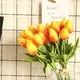 thumbnail image 4 of Ramo de arreglo de flores artificiales de tacto Real de tulipanes falsos de PU para decoración de boda en el hogar, oficina, 10 Uds., 4 of 5